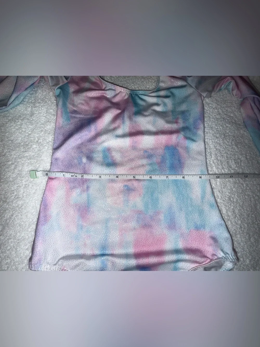 Girls Pink Blue Tie-Dye Long Sleeve One-Piece Leotard Size 7/8
